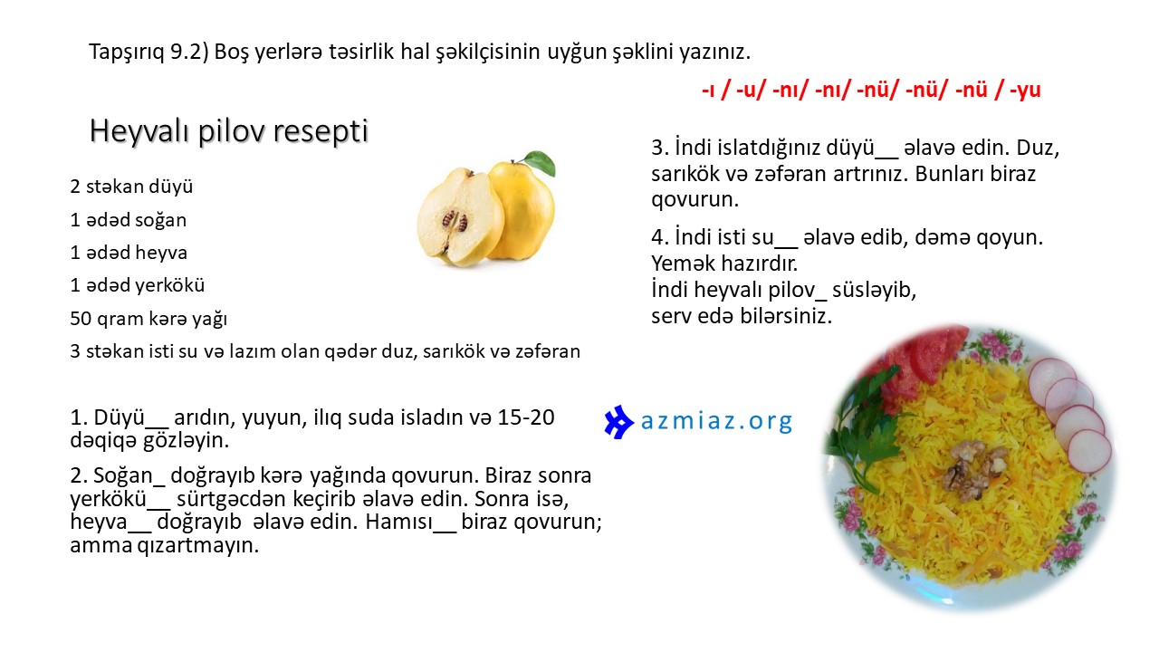 آموزش زبان ترکی آذری غذاهای آذربایجانی غذاهای ترکی به پلو